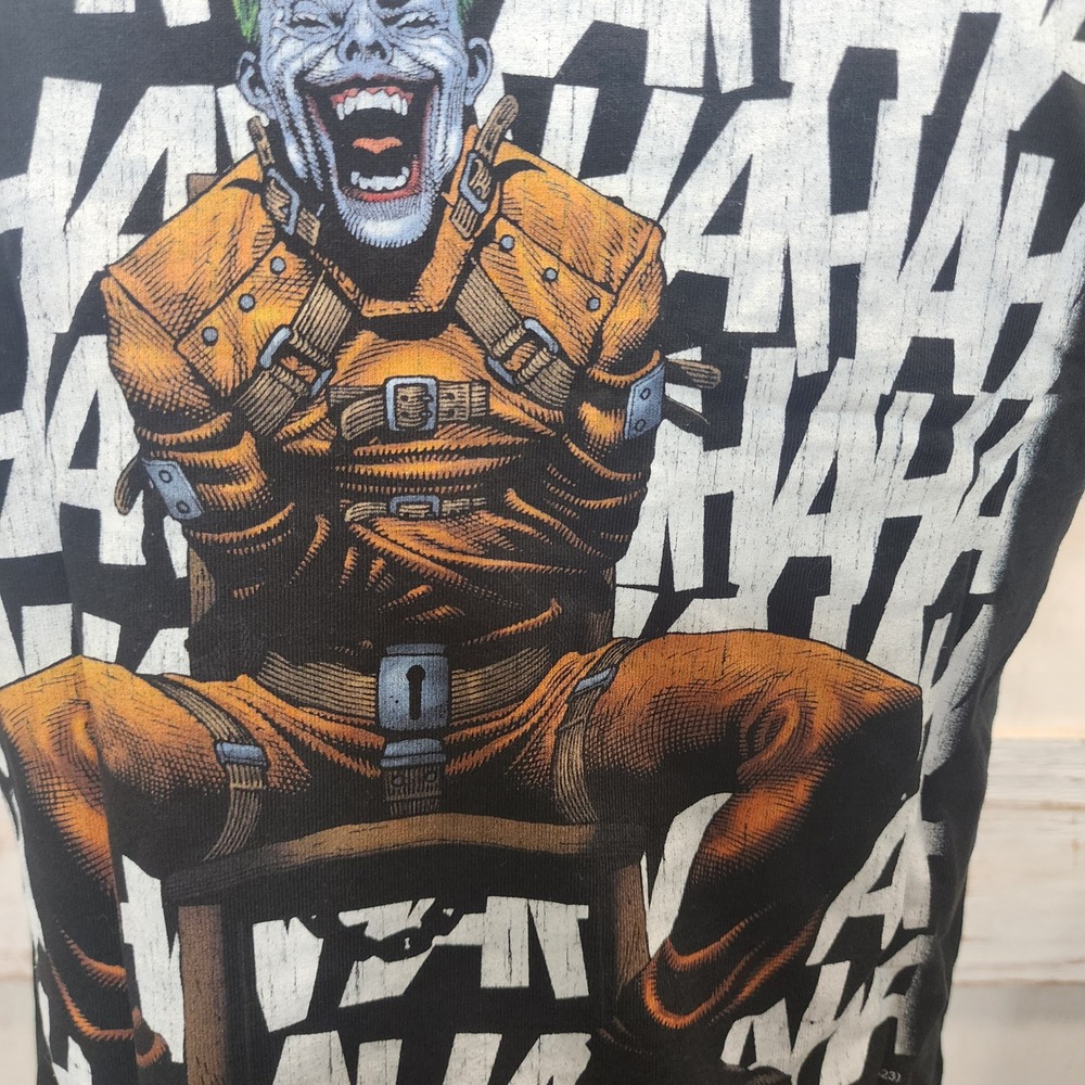 DC Comics The Joker Black Graphic T-Shirt Double Sided Arkham Asylum Mens Small - Picture 2 of 13
